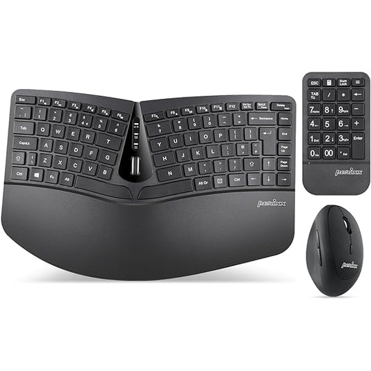 Perixx PERIDUO-606A Mini Wireless Ergonomic Keyboard with Vertical Mouse and Numeric Keypad  PERIDUO-606A