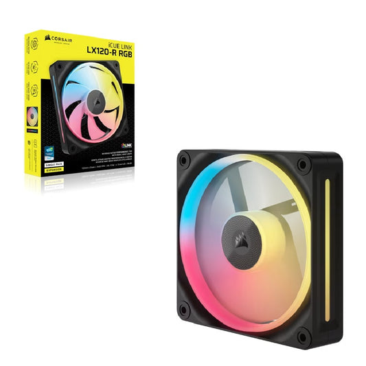 Corsair iCUE LINK LX120-R RGB 120 mm PWM Reverse Fan Expansion Single Pack - Black: 66.7 CFM, 2400 RPM, 37.7 dBA, 0.4 A, Static Pressure, Magnetic Dome CO-9051049-WW