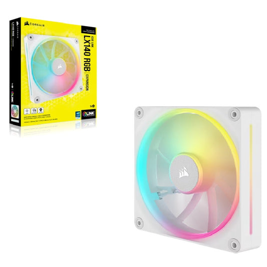 Corsair iCUE LINK LX140 RGB 140mm PWM Single Fan Expansion - White, STATIC PRESSURE Flow Type, 2000 RPM, 84.7 CFM, 36 dBA, 5 Years Warranty CO-9051031-WW