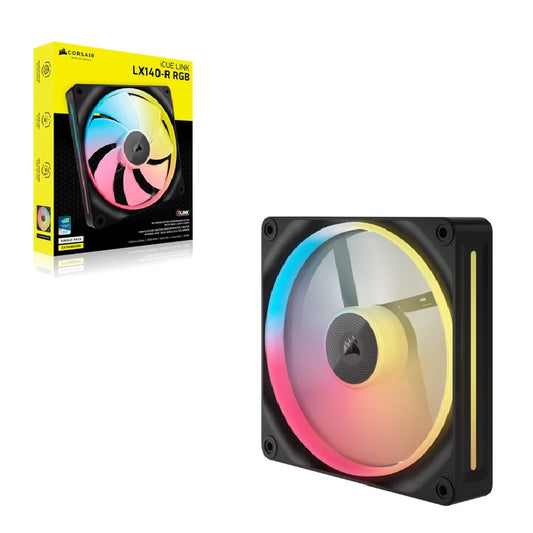 Corsair iCUE LINK LX140-R RGB 140mm PWM Reverse Fan Expansion Single Pack - Black: 90.6 CFM, 2000 RPM, 38.3 dBA, 0.45A, Static Pressure, Magnetic Dome CO-9051051-WW