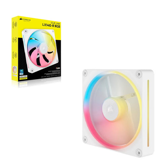 Corsair iCUE LINK LX140-R RGB 140mm PWM Reverse Fan Expansion Single Pack - White: 90.6 CFM, 2000 RPM, 38.3 dBA, 0.45A, Static Pressure, Magnetic Dome CO-9051055-WW