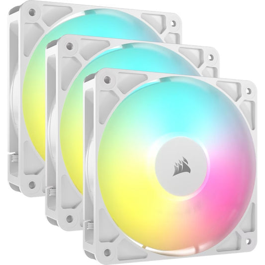Corsair RS120 ARGB 120mm PWM Fans - Triple Pack - White: 72.8 CFM, 2100 RPM, 36 dBA, 0.4A, RGB lighting, Static Pressure, Magnetic Dome Bearing CO-9050185-WW