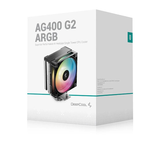 DeepCool AG400 ARGB G2 Superior Performance 4 Heatpipe Single Tower CPU Cooler R-AG400-BKAMMG2-G