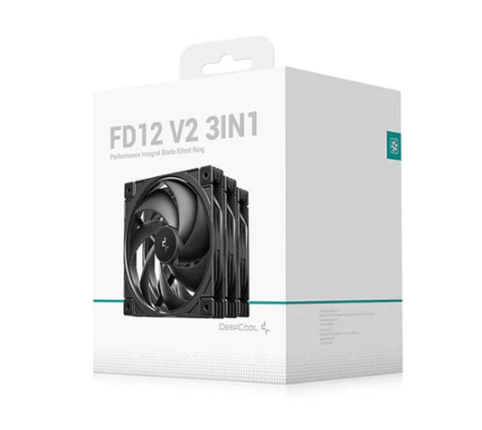 DeepCool FD12 V2 3IN1 120mm Performance Integral Blade Silent Ring Case Fans, 4-pin PWM, 500~2500 RPM, Hydro Bearing R-FD12V2-BKNPN3-G