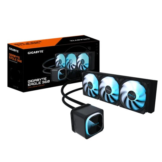 GIGABYTE EAGLE 360, Black, 360mm alu rad, 3x120mm ARGB fans, 600-2000RPM, Intel 1851/1700 AMD AM5/AM4, copper pump 3200RPM, 400mm tube length 27mm GIGABYTE EAGLE 360