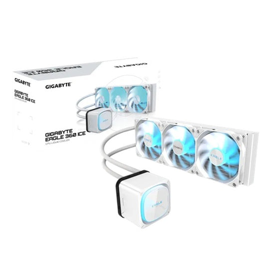 GIGABYTE EAGLE 360 ICE 360mm alu rad, 3x120mm ARGB fans 600-2000RPM, Intel 1851/1700/115X/1200 AMD AM5/AM4, copper pump 3200RPM, 400mm tube GIGABYTE EAGLE 360 ICE