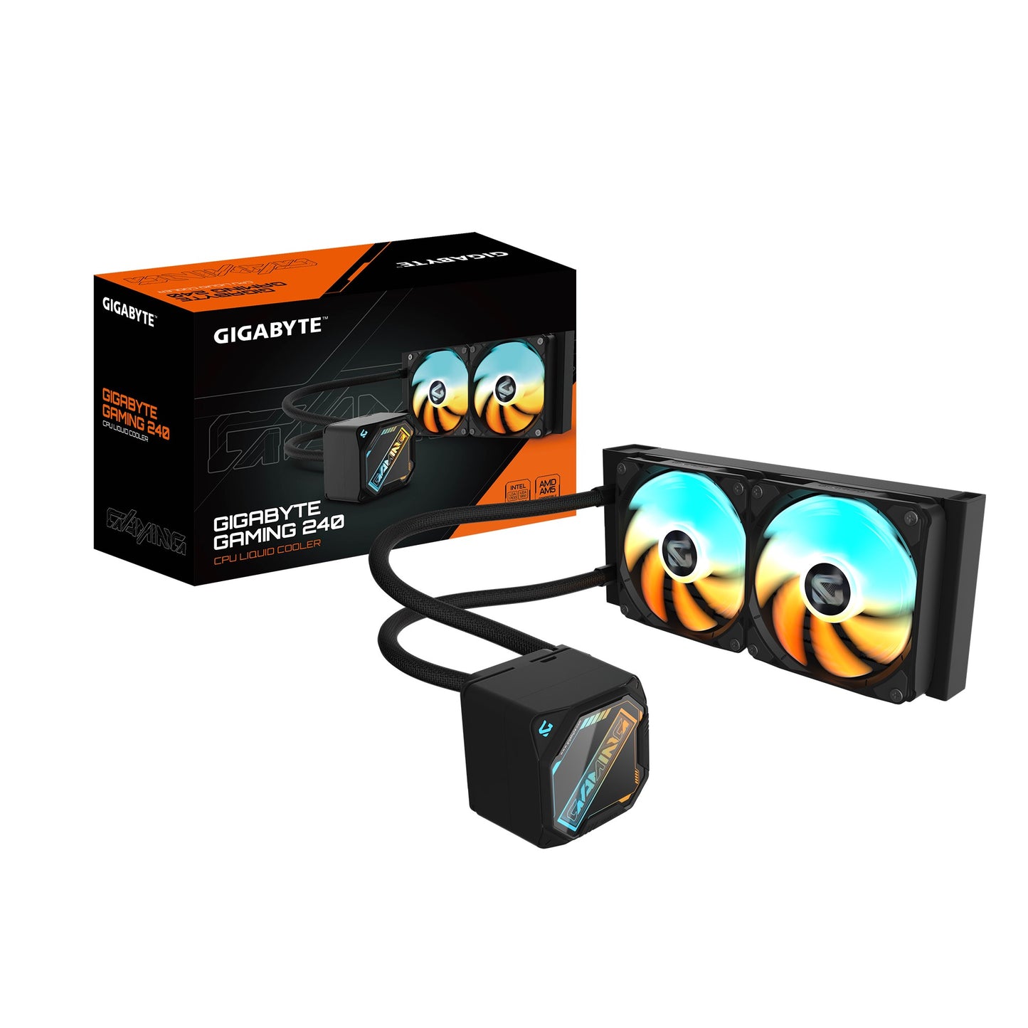 GIGABYTE GAMING 240 all-in-one liquid cooler, Intel 1851 / 1700 / 115X / 1200, AMD AM5 / AM4, Color Black GIGABYTE GAMING 240