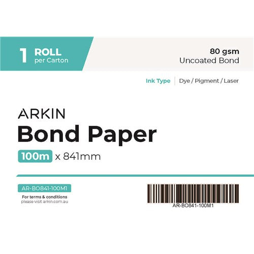 Arkin BOND PAPER 80GSM - 841MM X 100M 1 ROLL/CTN 200651