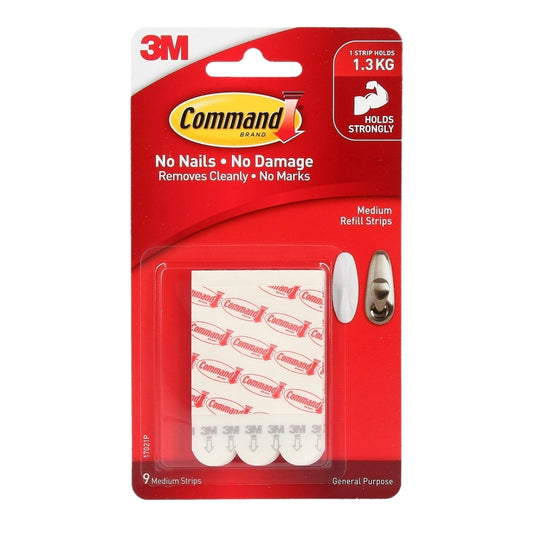 Command 17021P Medium Refill Strips 9-Pack - Box of 6  - 7100337296