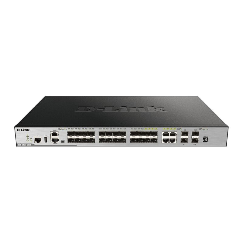 D-Link 28-Port Layer 3 Stackable Gigabit SFP Switch with 4 10GbE Ports  - DGS-3630-28SC