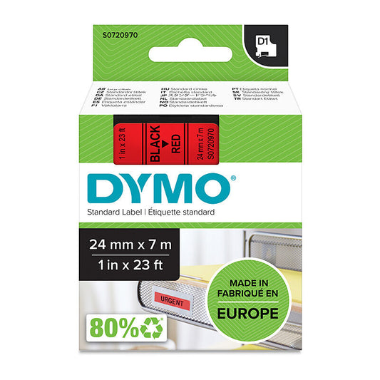 Dymo Dymo D1 Tape 24mmx7M Black on Rd 24mm X 7M - S0720970