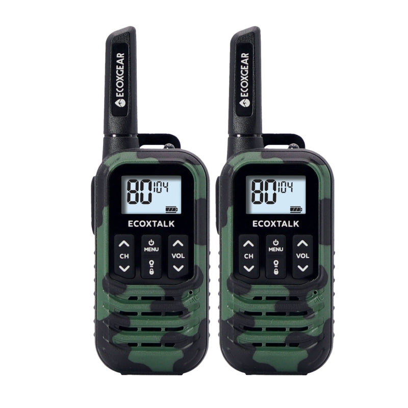 ECOXTALK EXG50 500mW Compact Handheld UHF Radio Twin Pack Green Camo (3km) [EXG50-2PKC]  - EXG50-2PKC