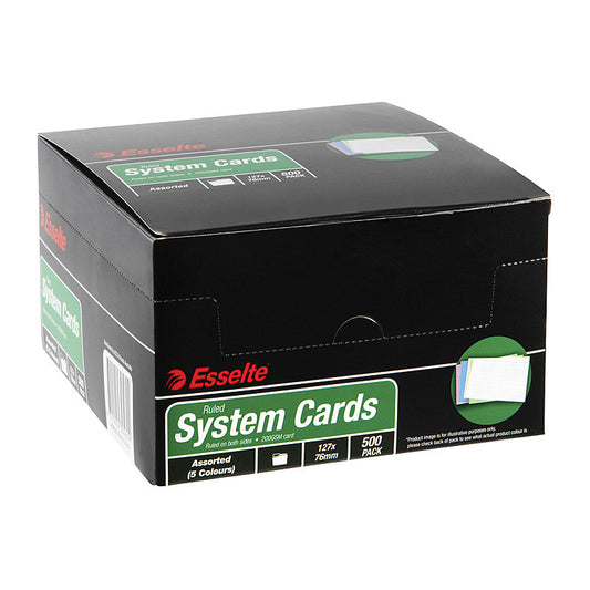 Esselte System Cards 127X76mm (5X3) Assorted Pk5  - 451215