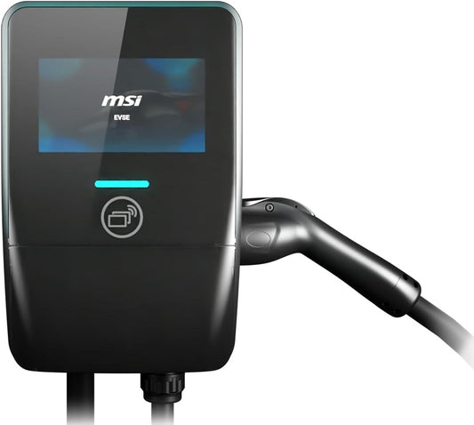 MSI Smart EV Charger EV Premium V2, Single Phase 32A, 7.4KW, 5M Type 2 Charging gun, 7' IPS, IP55 (Charger) / IP67 (charging gun) 9S6-XP0121-245