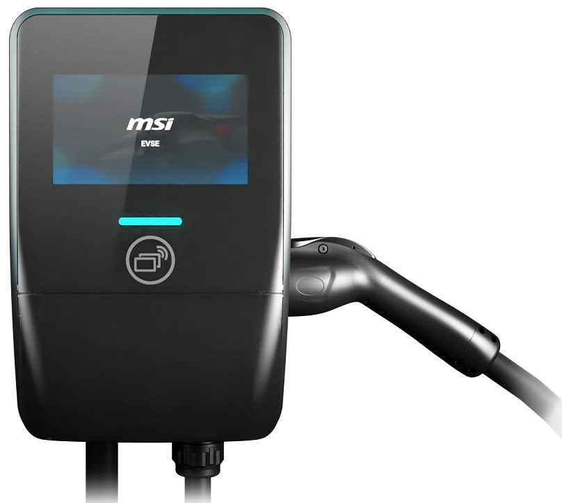 MSI Smart EV Charger EV Premium, Single Phase 32A, 7.4KW, 5M Type 2 Charging gun, 7' IPS, IP55 (Charger) / IP67 (charging gun) 9S6-XP0121-008