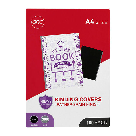 GBC BindCov L/Green A4 Black Pk100  - BCL300BK100
