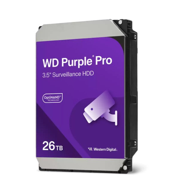 Western Digital WD Purple Pro 26TB 3.5' Surveillance HDD 7200RPM 512MB SATA 287MB/s 7200 RPM 512MB 5yrs warranty WD260PURP