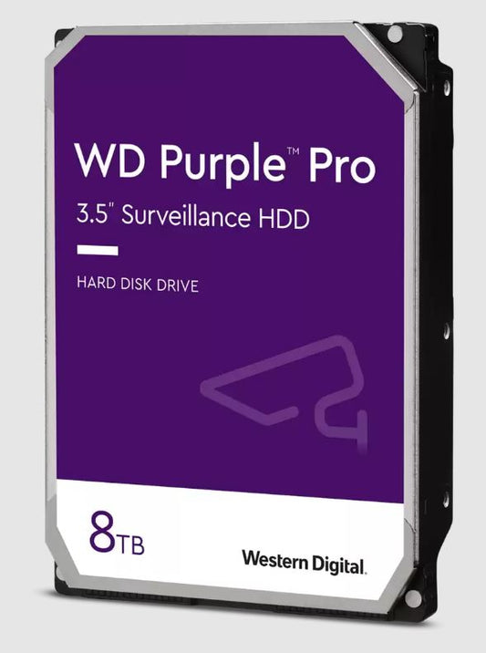 Western Digital WD Purple Pro 8TB 3.5' Surveillance HDD 7200RPM 256MB SATA3 245MB/s 550TBW 24x7 64 Cameras AV NVR DVR 2.5mil MTBF WD8002PURP