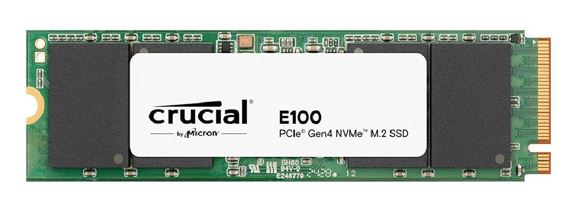 Crucial E100 1TB Gen4 NVMe SSD 5000/4500 MB/s R/W 80TBW 350K/460K IOPS 1M hrs MTTF M.2 2280 PCIe4 3yrs ~Crucial P3 CT1000P3SSD8 CT1000E100SSD8-P