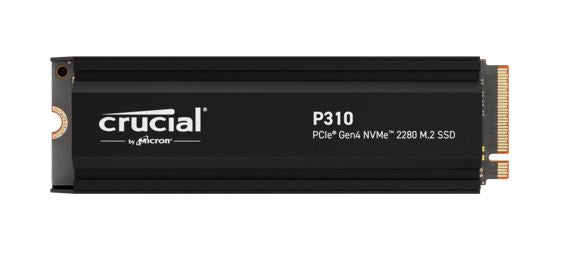 Crucial P310 4TB Gen4 2280 NVMe SSD Heatsink 7100/6000 MB/s R/W 800TBW 1000K/1000K IOPS 1.5M hrs MTTF Full-Drive Encryption M.2 PCIe4 5yrs CT4000P310SSD5