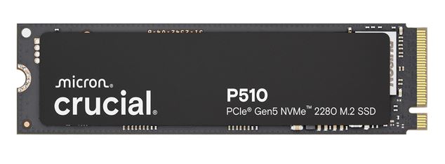 Crucial P510 1TB Gen5 2280 NVMe M.2 SSD 11,000 / 9,500 MB/s R/W 600TBW 1.5M IOPS 1.5M hrs MTTF Full-Drive Encryption 5yrs CT1000P510SSD8