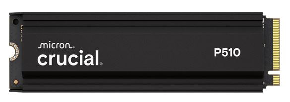 Crucial P510 2TB Gen5 2280 NVMe M.2 SSD Heatsink 10,000 / 8,700 MB/s R/W 1200TBW 1.4M IOPS 1.5M hrs MTTF Full-Drive Encryption 5yrs  CT2000P510SSD5-P