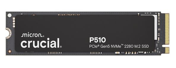 Crucial P510 2TB Gen5 2280 NVMe M.2 SSD 10,000 / 8,700 MB/s R/W 1200TBW 1.4M IOPS 1.5M hrs MTTF Full-Drive Encryption 5yrs Tray  CT2000P510SSD8T