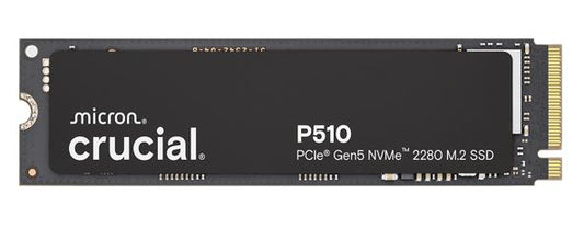 Crucial P510 2TB Gen5 2280 NVMe M.2 SSD 10,000 / 8,700 MB/s R/W 1200TBW 1.4M IOPS 1.5M hrs MTTF Full-Drive Encryption 5yrs Tray  CT2000P510SSD8T