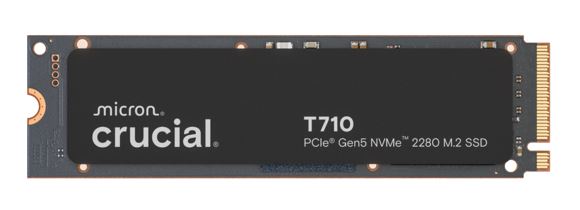 Crucial T710 2TB PCIe Gen5 NVMe 2280 SSD - 14500/13800 MB/s R/W 1200TBW 2.3M IOPs 1.5M hrs MTTF with DirectStorage for Intel & AMD 5yrs CT2000T710SSD8