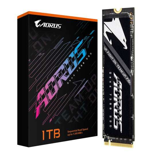 Gigabyte AORUS Gen4 7300 SSD 1TB PCIe4x4 NVMe1.4 M.2 2280 3D TLC DDR4 1GB 7300/6000MB/s 80x22x2.3mm MTBF1.6M 6.6W/6.7W 5yr/700TBW SSD AG4731TB N M2 1TB
