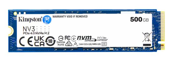 Kingston SNV3S NV3 500G PCle 4.0x4 NVMe M.2 2280 SSD 5000/3000MB/s 3D NAND compaitible Notebook and SFF 5Y Limited SNV3S/500G