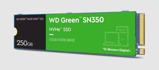 Western Digital WD Green SN350 250GB M.2 NVMe SSD PCIe 3.0x4 2400MB/s 1500MB/s R/W 300K/300K IOPS 40TBW 1M Hrs MTTF 3Y WTY (WDS250G2G0C) WDS250G2G0C