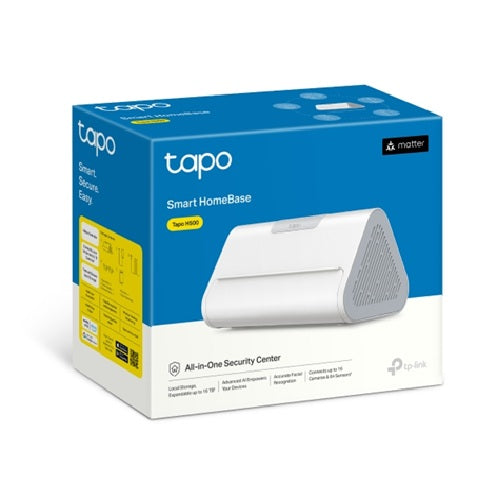 TP-LinkTapo H500 Smart HomeBase Up To 16 Cameras, 64 Sensors, Local AI Hub, 16GB Built-in + up to 16TB Expandable Storage, Matter, No Cloud Fees Tapo H500