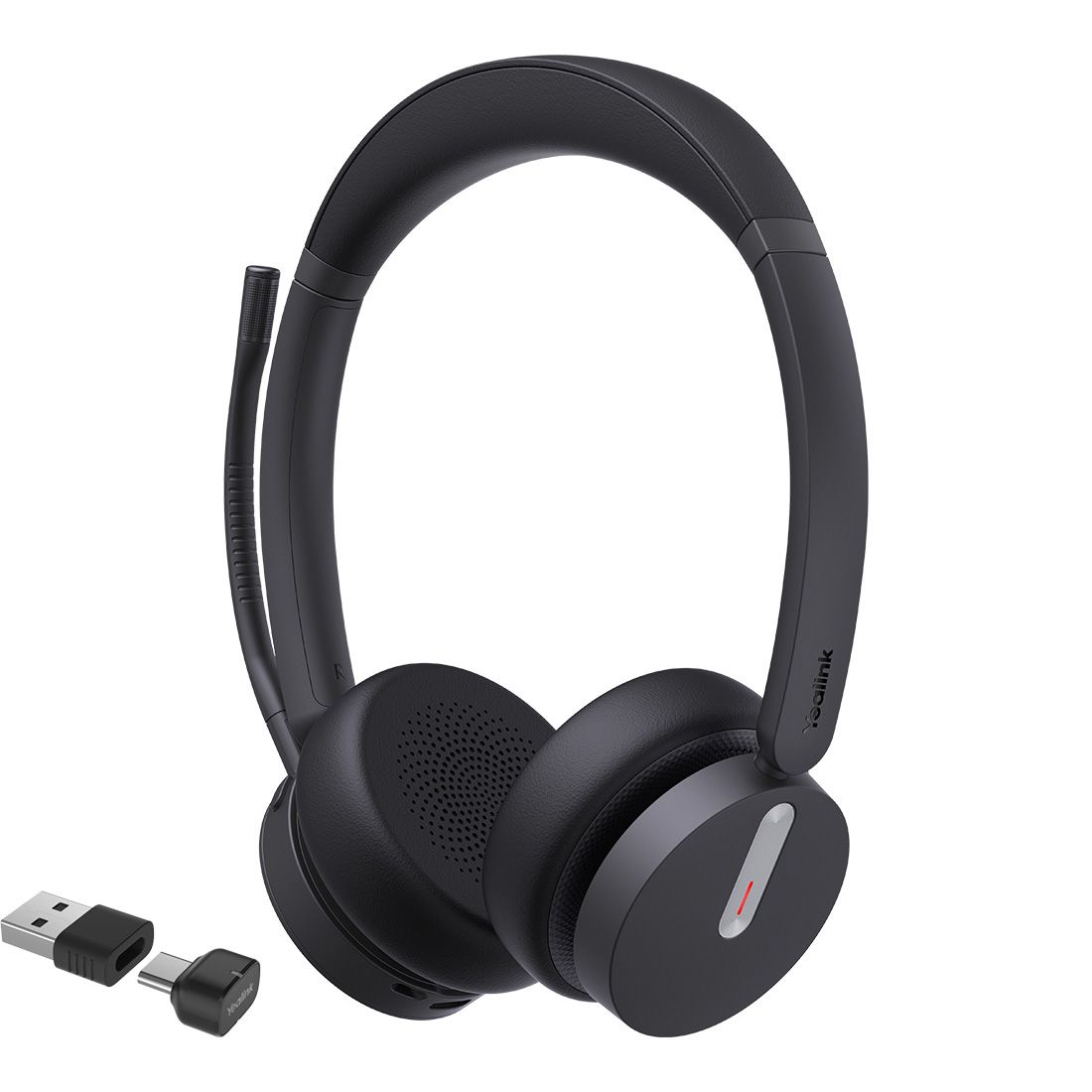 Yealink BH70 Bluetooth Wireless Stereo Headset UC, BT51 C Dongle with A Adapter, 3-Mic Noise Cancellation, 35 Hours Talk Time, Comfort Wearing BH70-D-UC-C/A
