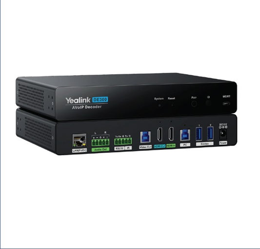 YealinkDE300, AV over IP, 4K@60Hz4:4:4, USB 3.0 capture for MTR, Seamless 2x2 Video Matrix Switching, Multiple USB Connectivity, HDCP 2.3, Gigabit Ethernet DE300