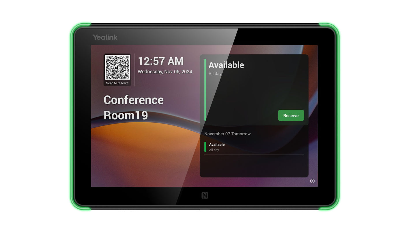 Yealink Roompanel Android based Scheduling Panel 8-inch, flush mount kit for wall or glass, 20 Tilt, PSU included, Yealink Platform, Microsoft Teams,   RoomPanel-E2