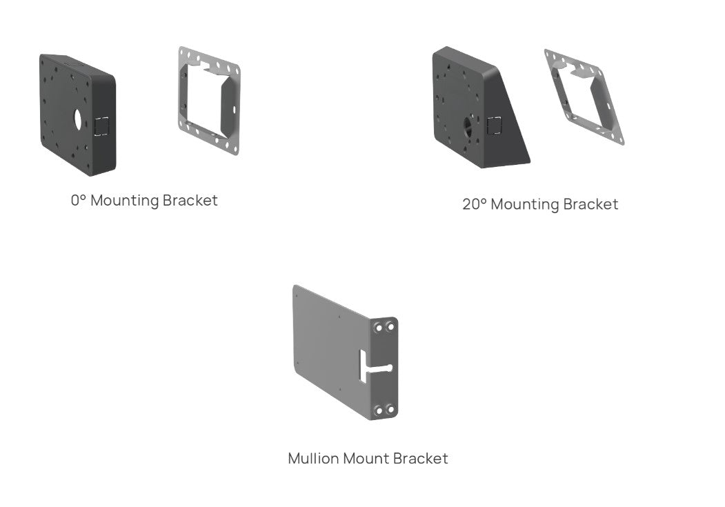 Yealink RoomPanel Mount Kits, Device Compatibility RoomPanel, 0 Mounting Bracket, 20 Mounting Bracket, Mullion Mount Bracket RoomPanel-Mount-Kits