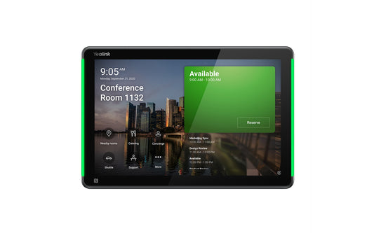 Yealink RoomPanel Plus E2- Black Android 13 OS Touch Screen Scheduler 10.1-inch multifunctional meeting room schedule panel Anit-fingerprint Coating ROOMPANEL-PLUS-E2