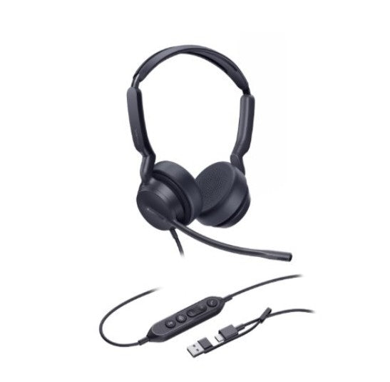 *LS Yealink UH42SE Dual UC USB-C/A, USB Wired Headset, Noise-Canceling Microphone, Leather Ear Cushions Control UH42-SE-D-UC-C/A