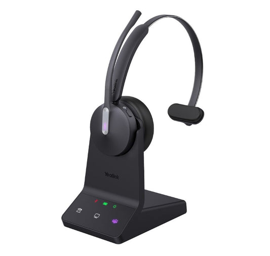 Yealink WH64 Mono UC DECT Wireless Headset, DECT & Bluetooth Hybrid Wireless Technology, 3-Mic Noise Cancellation, UC Certified, Charging Stands WH64 Mono UC