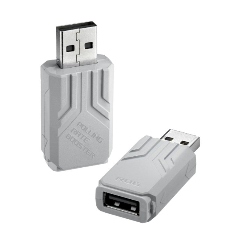 ASUS ROG Polling Rate Booster White, up to true 8000 Hz wireless polling rates when used with compatible ROG mice and keyboards. ROG Polling Rate Booster White