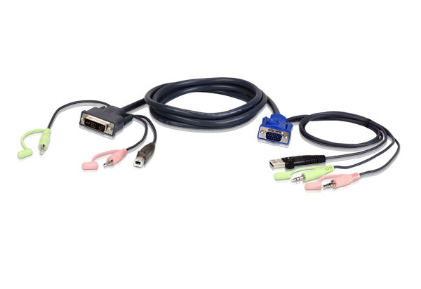 Aten KVM Cable 3m with VGA, USB & Audio to DVI-I (Single Link), USB & Audio 2L-7DX3U