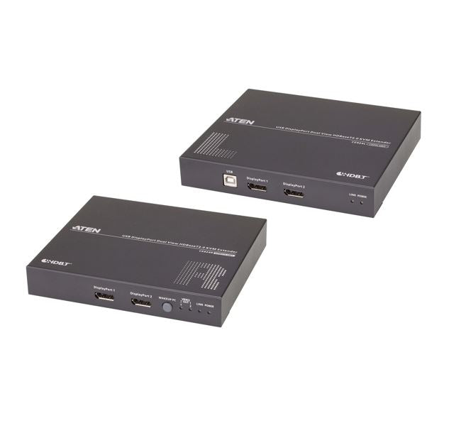 Aten CE924 USB DisplayPort Dual View HDBaseT 2.0 KVM Extender (4K@100m- Single View), EDID Buffer, HDCP Compatible, Built-in 8KV/15KV ESD protection CE924-AT-U