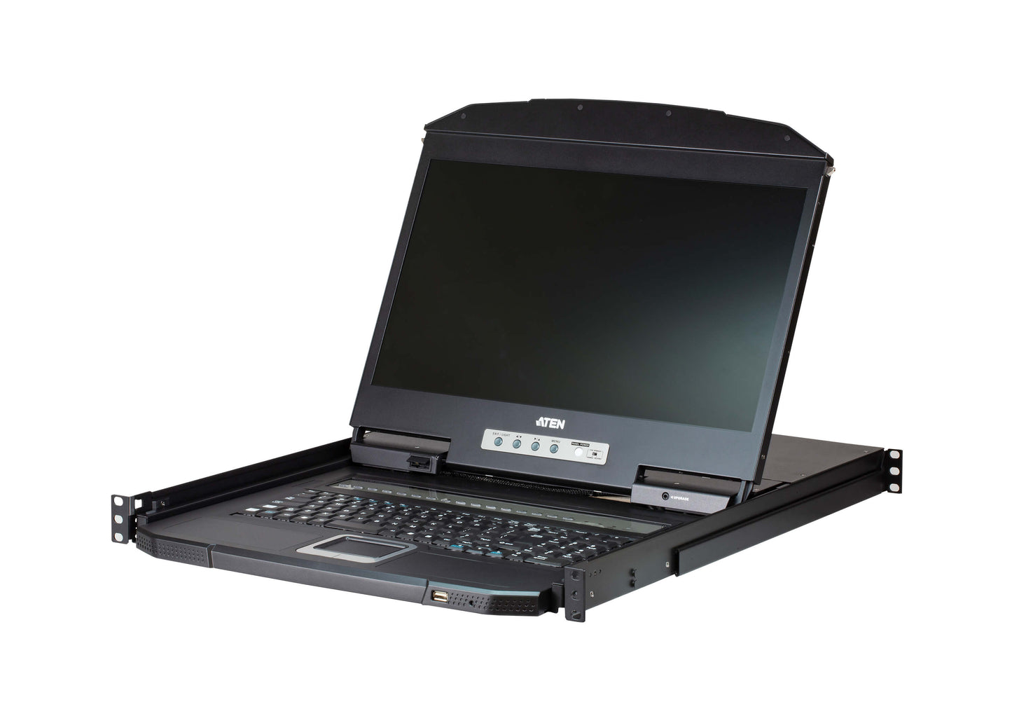 Aten Rackmount KVM Switch 8 Port VGA w/ 18.5' LCD Display, 2x Custom KVM Cables Included, 1366x768@60hz Display, Short Depth Design CL3108NX-ATA-AU