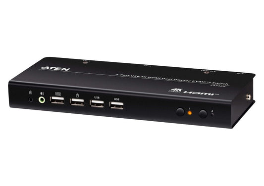 Aten Desktop 2-Port USB 4K HDMI Dual-Display KVMP Switch, up to 4096 x 2160 @ 60 Hz, Video DynaSync, (Cables included) CS742H-AT-U