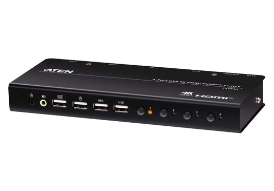 Aten 4-Port USB 4K HDMI KVMP Switch (Cables included) CS784H-AT-U
