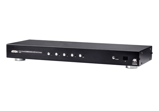 Aten 4 Port Dual Output True 4K HDMI Switch, select input ports via RS232 control, HDCP 2.2 compliant, IR Extension VS482B-AT-U