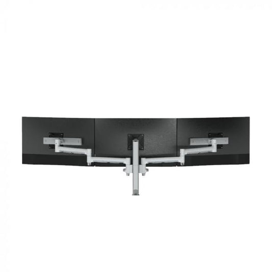 Atdec AWMS-3-137S4 Triple Monitor Swing Arms with Sliders on 400mm Post / Supports 7kg Flat, 5kg Curved up to 27" / F-Clamp Desk Fixing, White AWMS-3-137S4-F-W