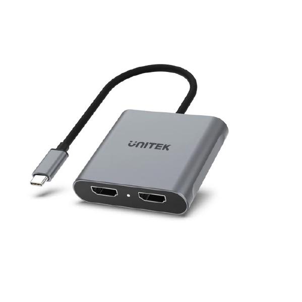 Unitek USB-C to Dual HDMI 4K Adapter, 60Hz with MST for Windows Devices, Grey V1404B