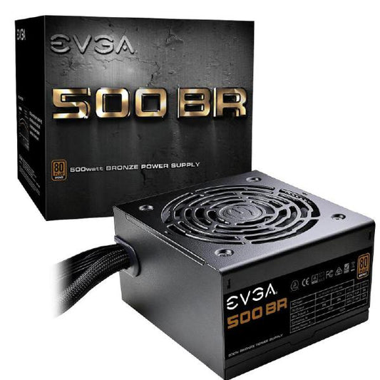 EVGA 500 BR 500W Power Supply, 80PLUS Bronze, Non-Modular, 120mm Fan, 1x EPS, 2x PCI-E, 6x SATA, 3x Molex, DC to DC converter 100-BR-0500-K4